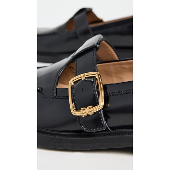 Sam Edelman Womens Black Leather Rounded Toe Ankle Buckle Elaina Loafer Flats - Picture 5 of 5